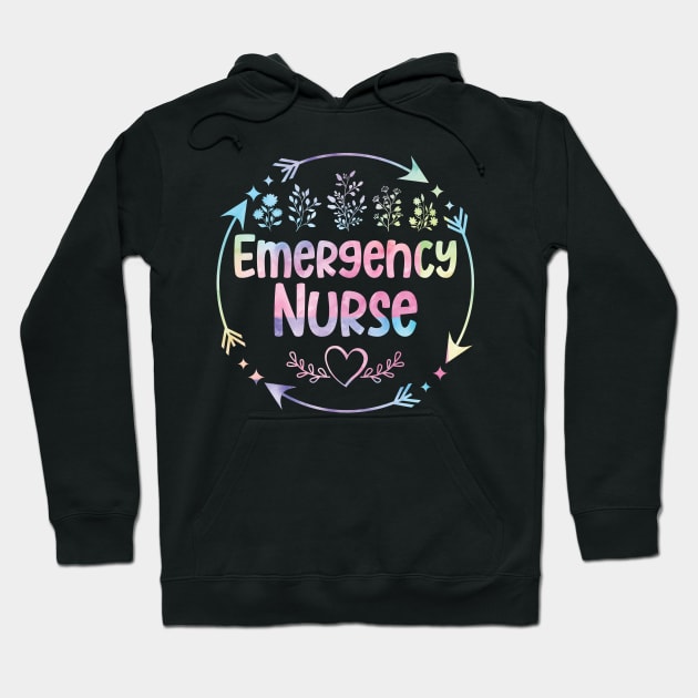 Emergency Nurse cute floral watercolor Hoodie by ARTBYHM